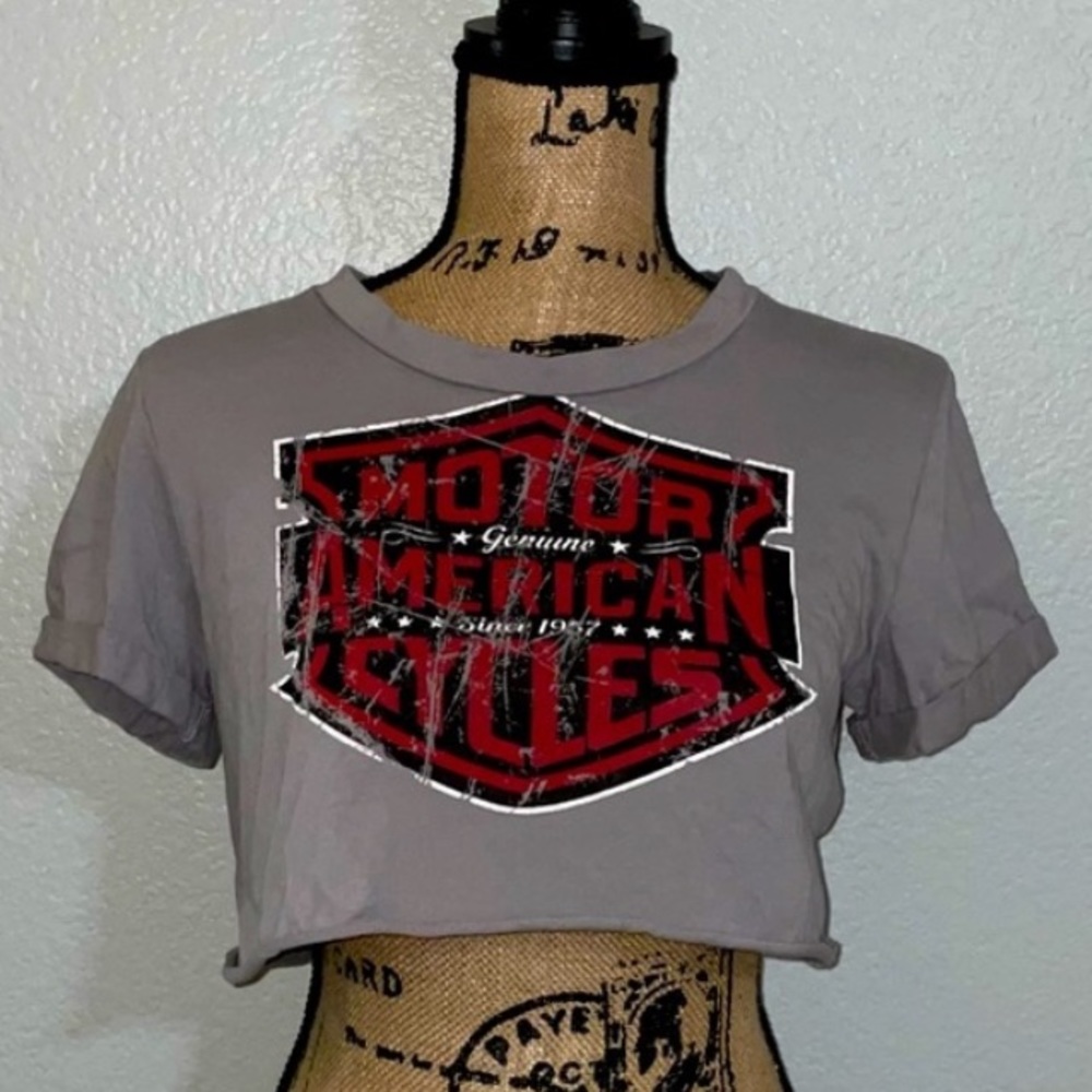Motorcycle cut-off crop tee